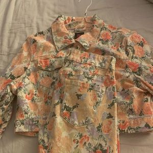 Two piece denim floral outfit